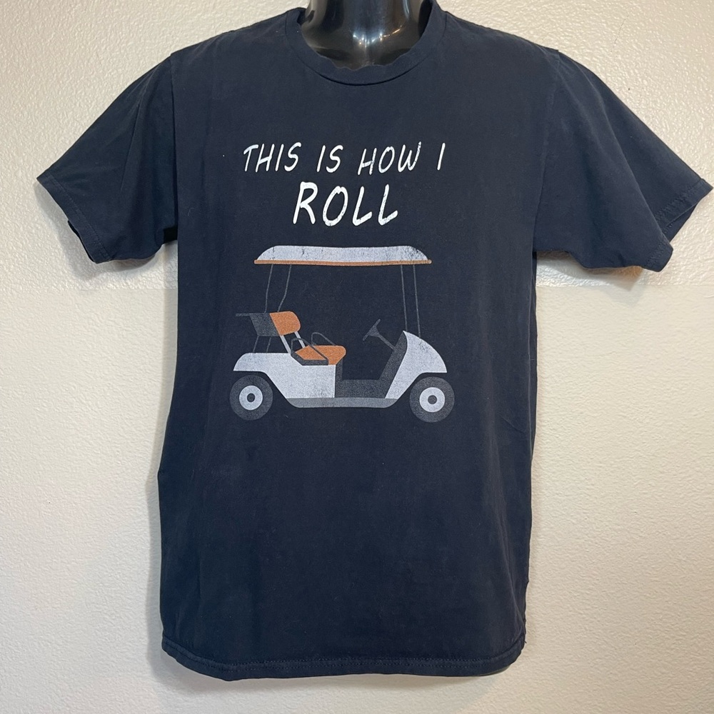 Black cotton Graphic Tee - 'This is How I Roll' mens small